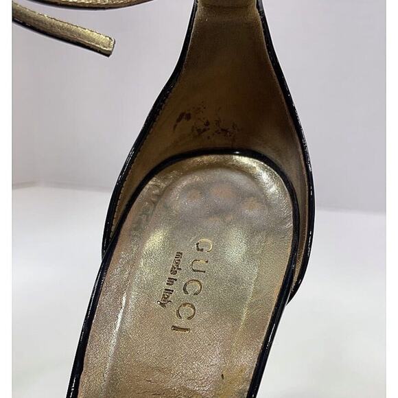 Authentic GUCCI Saddle Soft Tamponato Chocolate Brown Leather Peep Toe Sz 8 $749 - Picture 6 of 11